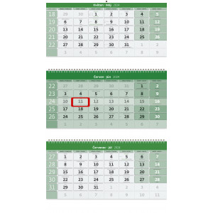 Fotografie reklamního předmětu „Tříměsíční kalendář GREEN na recyklovaném papíře 2024 - Nástěnný kalendář“