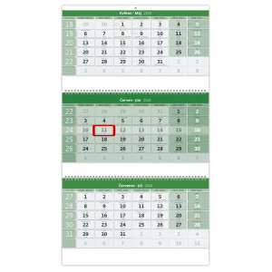 Fotografie k reklamnímu předmětu „Tříměsíční kalendář GREEN na recyklovaném papíře 2024 - Nástěnný kalendář“