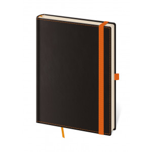 Fotografie reklamního předmětu „Notes Black Orange 12x16,5 cm linkovaný“