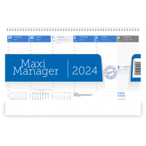 Fotografie reklamního předmětu „Stolní kalendář MAXIMANAGER MODRÝ 2024“