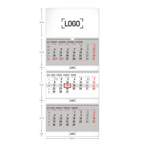 Fotografie k reklamnímu předmětu „3měsíční standard skládací CZ 2024 - Nástěnný kalendář“