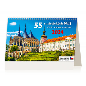 Fotografie reklamního předmětu „55 turistických NEJ Čech, Moravy a Slezska 2024 - Stolní kalendář“