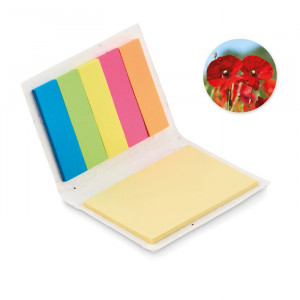 Fotografie reklamního předmětu „Sada barevných samolepících papírků na poznámky se semínky“