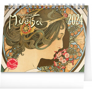 Fotografie reklamního předmětu „Alfons Mucha 16,5x13 cm 2024 - Stolní kalendář“