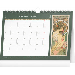 Fotografie k reklamnímu předmětu „Alfons Mucha měsíční plánovací kalendář 2024 - Stolní kalendář“