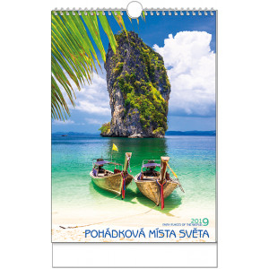 Náhled reklamního předmětu „Nástěnný kalendář Pohádková místa světa 2019“