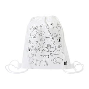 Fotografie k reklamnímu předmětu „Sáček na šňůrky RPET na vybarvování, zvířata“