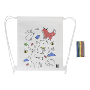 Fotografie k reklamnímu předmětu „Sáček na šňůrky RPET na vybarvování, zvířata“