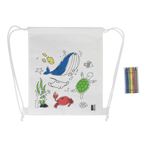 Fotografie k reklamnímu předmětu „Sáček na šňůrky RPET na vybarvování, zvířata“