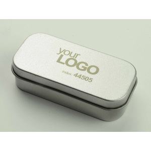 Fotografie k reklamnímu předmětu „Malá kovová krabička s vložkou na větší flash disk“