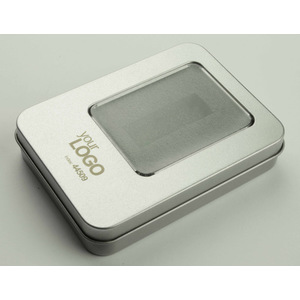 Fotografie k reklamnímu předmětu „Velká kovová krabička s vložkou na menší flash disk“