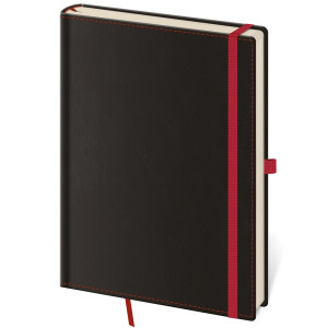 Fotografie reklamního předmětu „Notes Black Red L 14,5x20,5 cm, linkovaný“