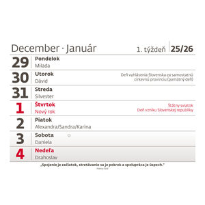 Fotografie k reklamnímu předmětu „Slovenský týždenný kalendár s citátmi“