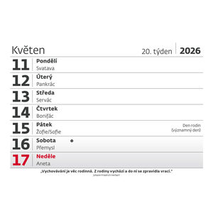 Fotografie k reklamnímu předmětu „Plánovací kalendář Slunečnice“