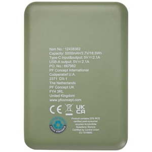 Fotografie k reklamnímu předmětu „Asama 5000mAh powerbanka typu C z recyklovaného plastu“