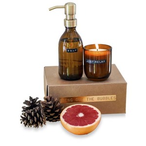 Fotografie k reklamnímu předmětu „Wellmark Discovery dávkovač mýdla na ruce 200ml a 150g sada vonných svíček – s vůní bambusu“