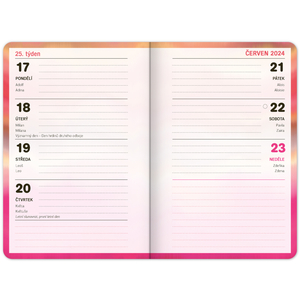 Fotografie k reklamnímu předmětu „Školní diář Růžové pruhy (září 2023 – prosinec 2024), 9,8 × 14,5 cm“