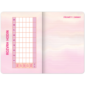 Fotografie k reklamnímu předmětu „Školní diář Růžové pruhy (září 2023 – prosinec 2024), 9,8 × 14,5 cm“