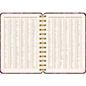 Fotografie k reklamnímu předmětu „NOTIQUE Spirálový 18měsíční diář Petito – Fialové květy 2025/2026, 13 x 18 cm“