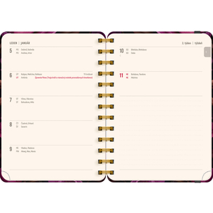 Fotografie k reklamnímu předmětu „NOTIQUE Spirálový 18měsíční diář Petito – Fialové květy 2025/2026, 13 x 18 cm“