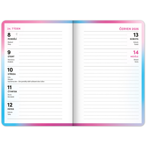 Fotografie k reklamnímu předmětu „NOTIQUE Školní diář Růžový (září 2025 – prosinec 2026), 9,8 x 14,5 cm“