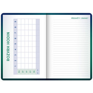 Fotografie k reklamnímu předmětu „NOTIQUE Školní diář Zelený (září 2025 – prosinec 2026), 9,8 x 14,5 cm“