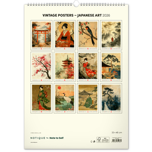 Fotografie k reklamnímu předmětu „NOTIQUE Nástěnný kalendář Vintage plakáty – japonské umění 2026, 33 x 46 cm“