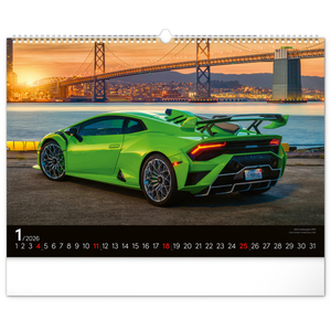 Fotografie k reklamnímu předmětu „NOTIQUE Nástěnný kalendář Auta 2026, 48 x 33 cm“