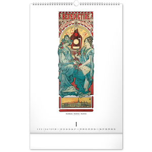 Fotografie k reklamnímu předmětu „NOTIQUE Nástěnný kalendář Alfons Mucha 2026, 33 x 46 cm“