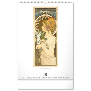 Fotografie k reklamnímu předmětu „NOTIQUE Nástěnný kalendář Alfons Mucha 2026, 33 x 46 cm“