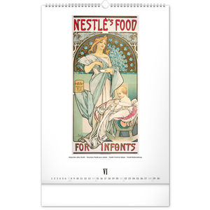 Fotografie k reklamnímu předmětu „NOTIQUE Nástěnný kalendář Alfons Mucha 2026, 33 x 46 cm“