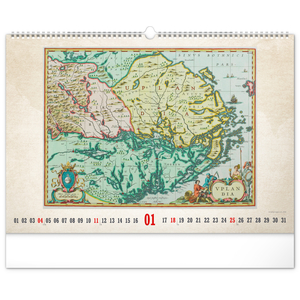 Fotografie k reklamnímu předmětu „NOTIQUE Nástěnný kalendář Staré mapy 2026, 48 x 33 cm“