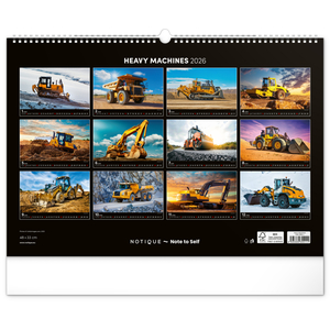 Fotografie k reklamnímu předmětu „NOTIQUE Nástěnný kalendář Stavební stroje 2026, 48 x 33 cm“