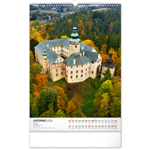 Fotografie k reklamnímu předmětu „NOTIQUE Nástěnný kalendář Hrady a zámky 2026, 33 x 46 cm“