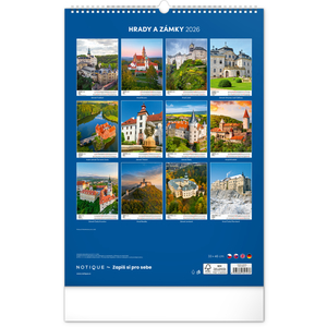 Fotografie k reklamnímu předmětu „NOTIQUE Nástěnný kalendář Hrady a zámky 2026, 33 x 46 cm“