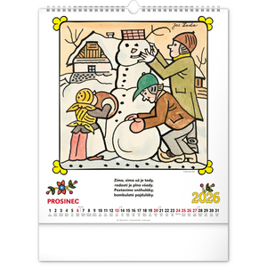 Fotografie k reklamnímu předmětu „NOTIQUE Nástěnný kalendář Josef Lada – Říkadla 2026, 30 x 34 cm“