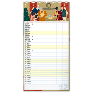 Fotografie k reklamnímu předmětu „NOTIQUE Nástěnný kalendář Rodinný plánovací XXL 2026, 33 x 64 cm“