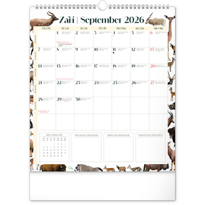 Fotografie k reklamnímu předmětu „NOTIQUE Nástěnný plánovací kalendář Animalium 2026, 30 x 34 cm“