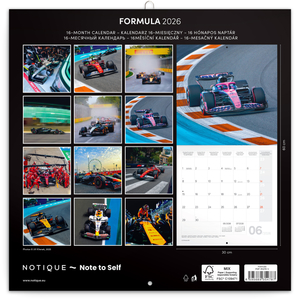 Fotografie k reklamnímu předmětu „NOTIQUE Poznámkový kalendář Formule – Jiří Křenek 2026, 30 x 30 cm“