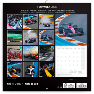 Fotografie k reklamnímu předmětu „NOTIQUE Poznámkový kalendář Formule – Jiří Křenek 2026, 30 x 30 cm“