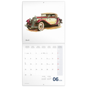 Fotografie k reklamnímu předmětu „NOTIQUE Poznámkový kalendář Classic Cars – Václav Zapadlík, 2026, 30 x 30 cm“