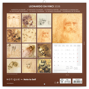 Fotografie k reklamnímu předmětu „NOTIQUE Poznámkový kalendář Leonardo da Vinci 2026, 30 x 30 cm“