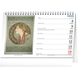Fotografie k reklamnímu předmětu „NOTIQUE Stolní kalendář Alfons Mucha 2026, 23,1 x 14,5 cm“