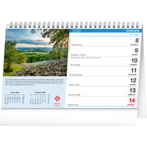 Fotografie k reklamnímu předmětu „NOTIQUE Stolní kalendář Po Česku stezkami Via Czechia 2026, 23,1 x 14,5 cm“