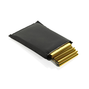 Fotografie k reklamnímu předmětu „Záchranná deka Solra v sáčku z recykl. RPET materiálu“