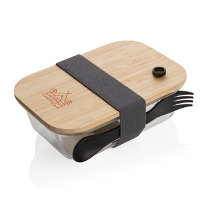 Fotografie k reklamnímu předmětu „Skleněná krabička na jídlo s bambusovým víkem“