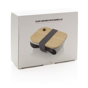 Fotografie k reklamnímu předmětu „Skleněná krabička na jídlo s bambusovým víkem“