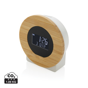 Fotografie reklamního předmětu „LCD stolní hodiny Utah z RCS recykl. plastu a bambusu“
