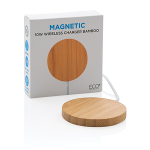 Fotografie k reklamnímu předmětu „Bambusová magnetická bezdrátová nabíječka 10W“