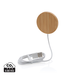 Fotografie reklamního předmětu „Bambusová magnetická bezdrátová nabíječka 10W“